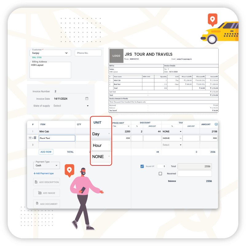 Time Wise / Distance Wise Billing - Taxi Bill Generator