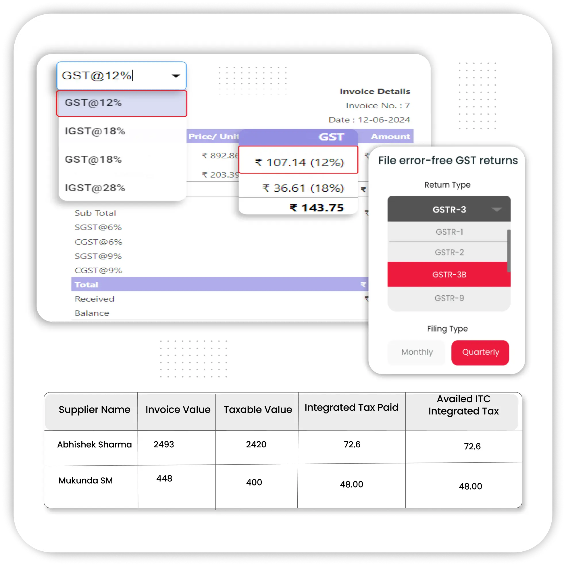 GST & Tax Management of customised accounting application