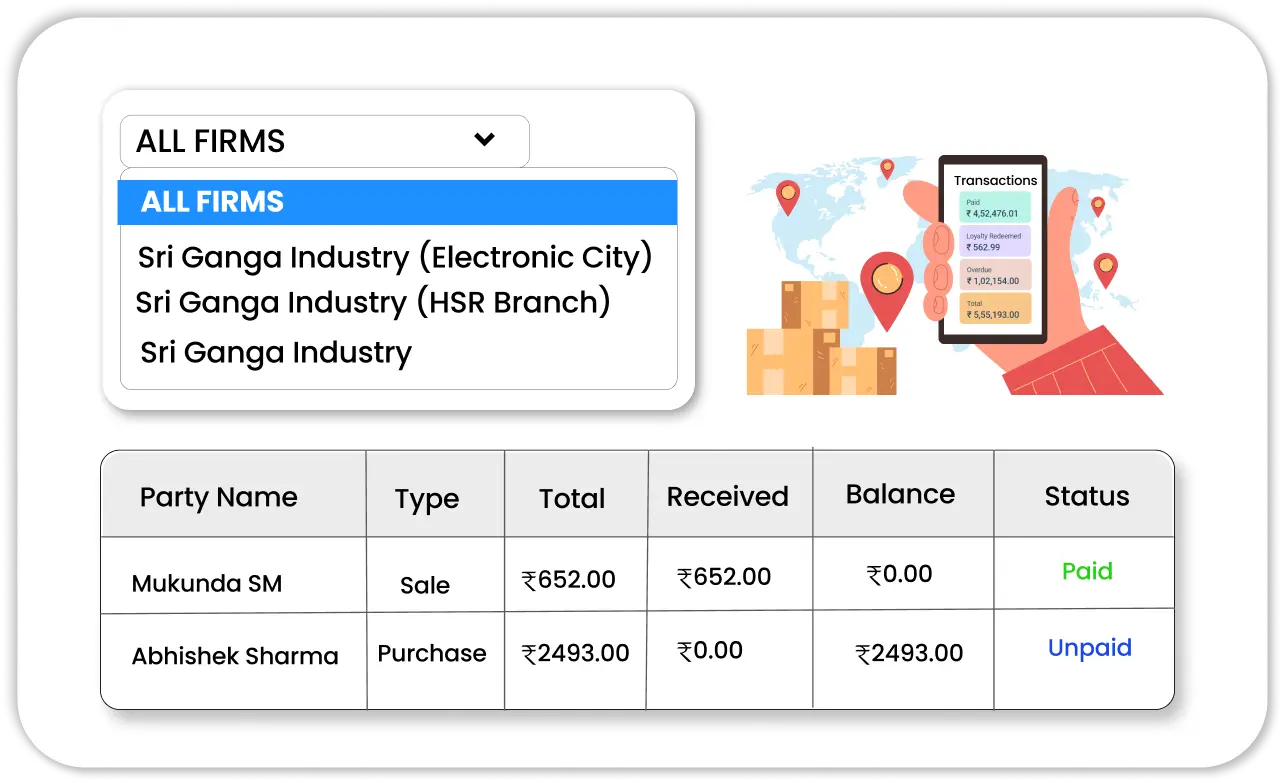 Multiple Business Accounting of Customized Vyapar Software