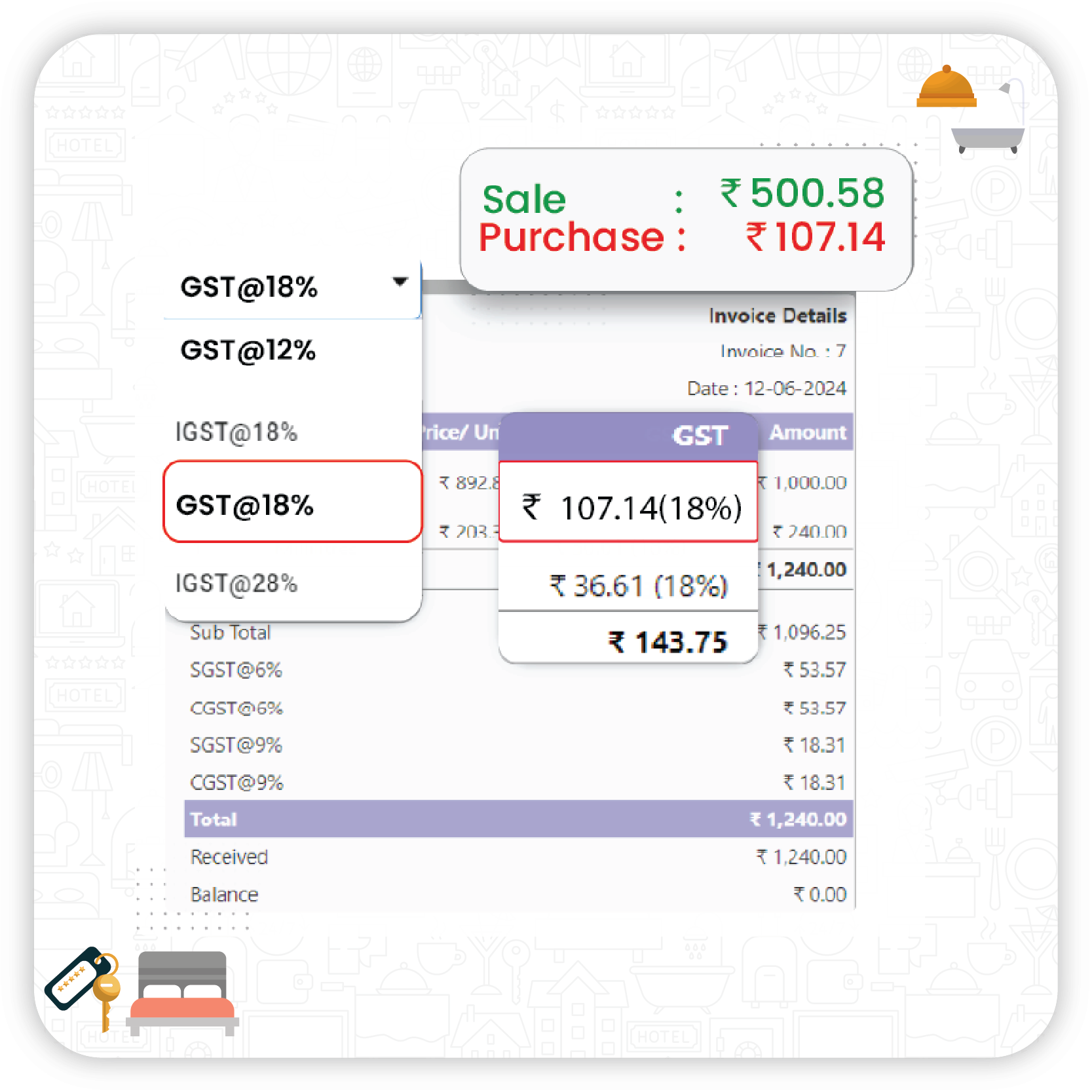 GST Compliance on hotel accounting software