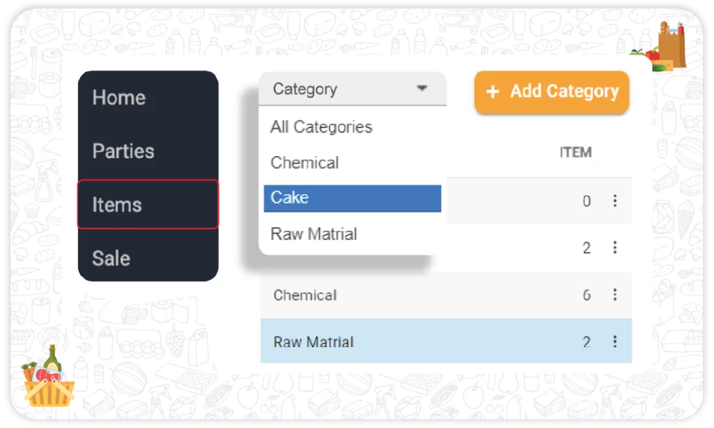 Category-Wise Inventory Management - Grocery Store Inventory Software