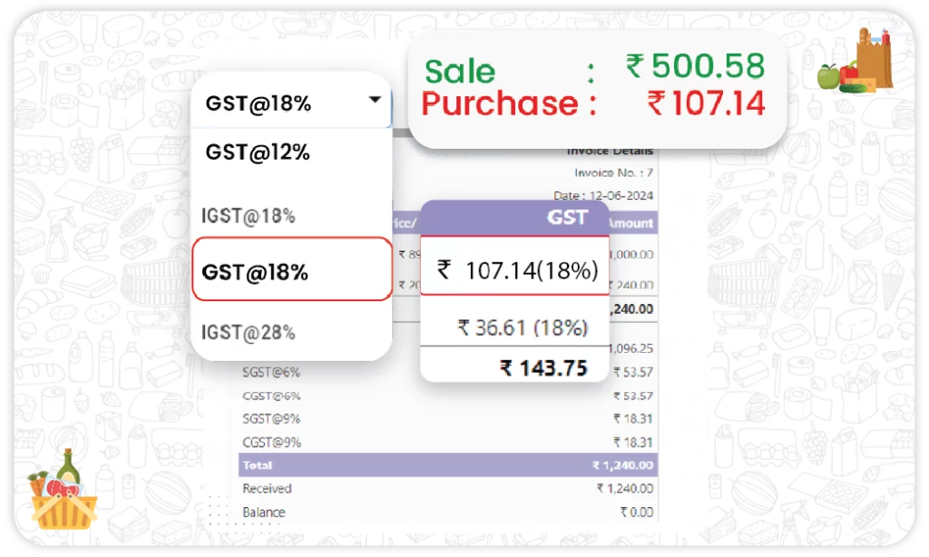 GST Billing and Tax Compliance - Grocery Store Inventory Software