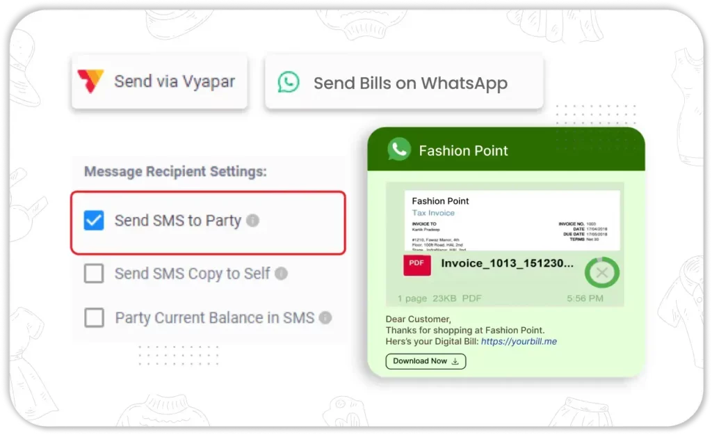 Send Bills on WhatsApp - Clothing Inventory Management