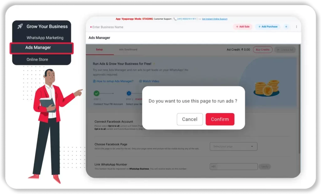 Run facebook ads on the page