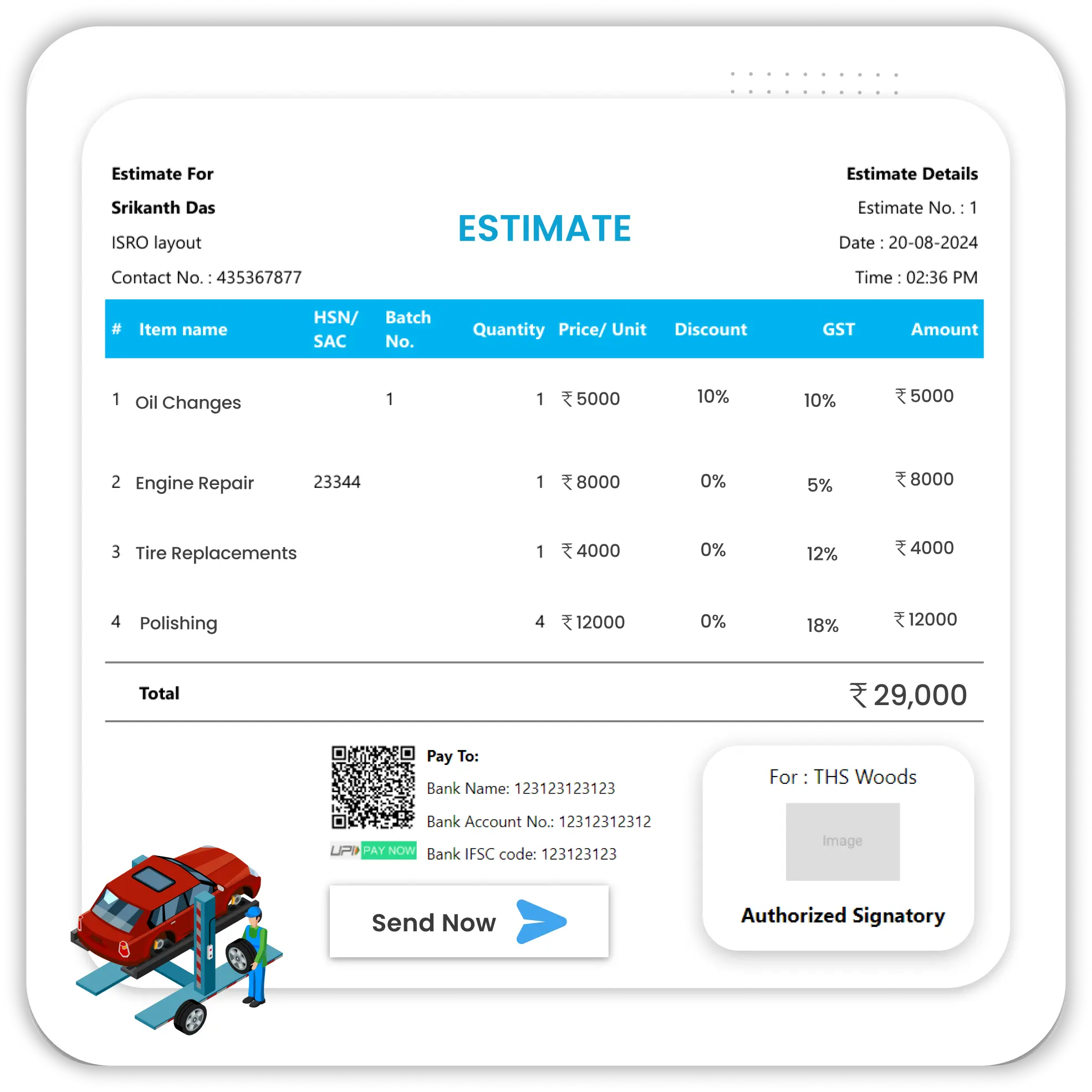 Easy Estimate and Quotation Management on Automotive bill app