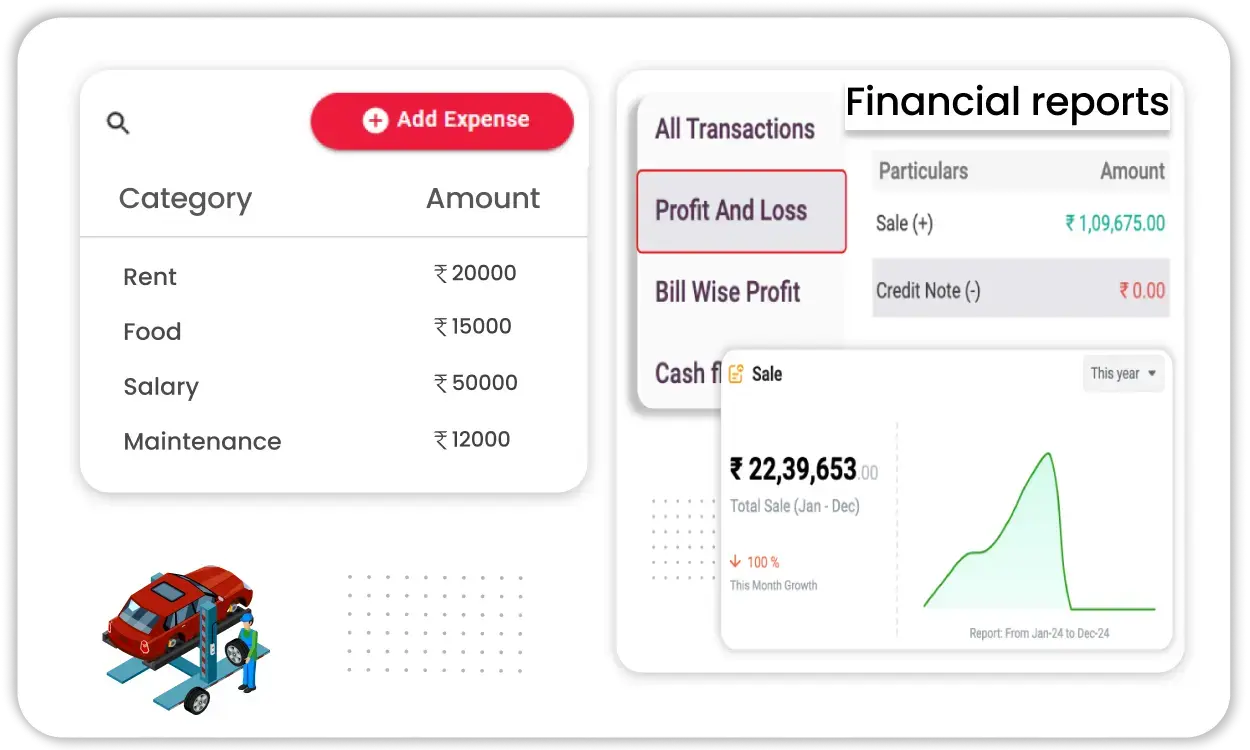 Easily track expenses of your mechanic shop