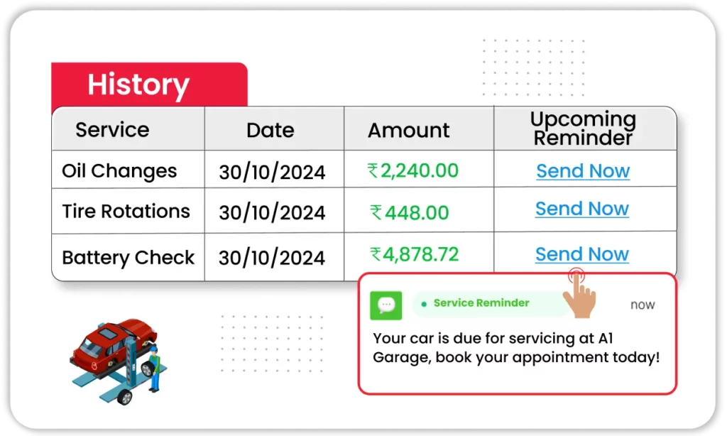 Service Reminders on Vyapar Mechanic Shop Invoice App