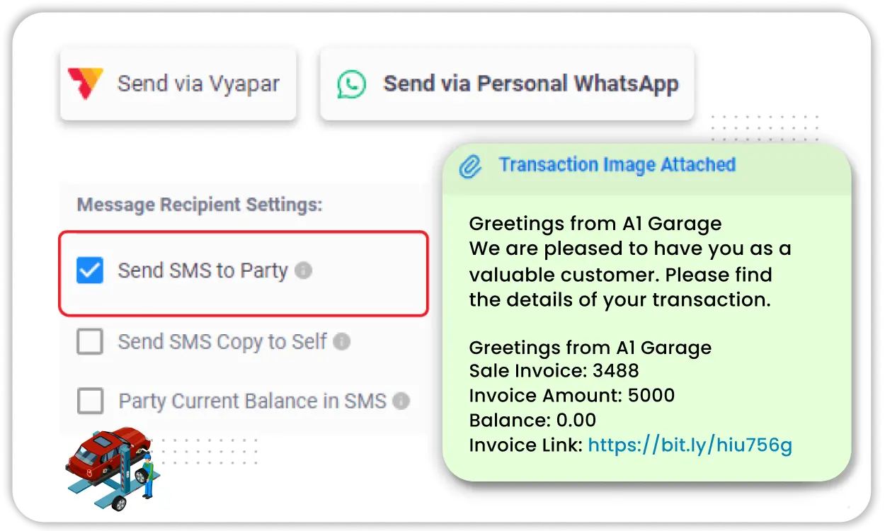 WhatsApp and SMS Invoice Sharing