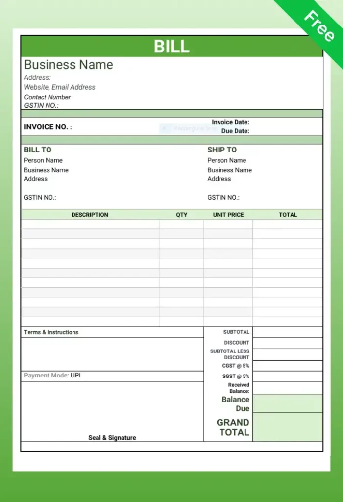 Invoice with Terms & Conditions in Word