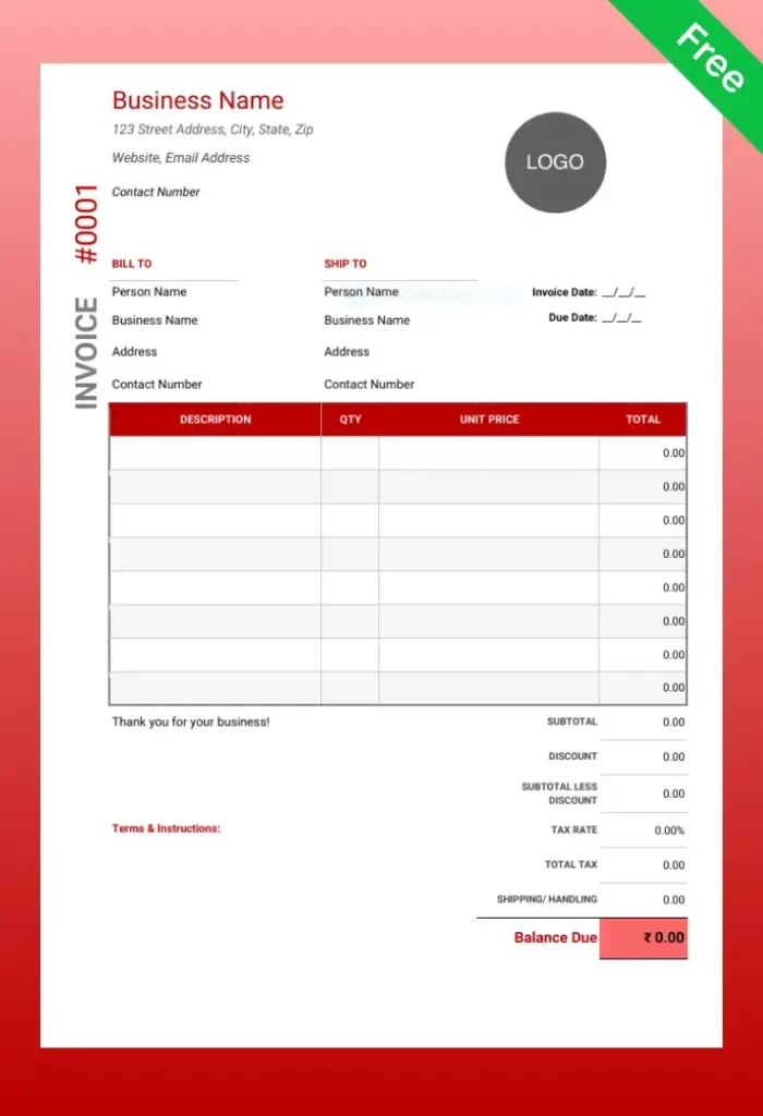 Simple Invoice in Word