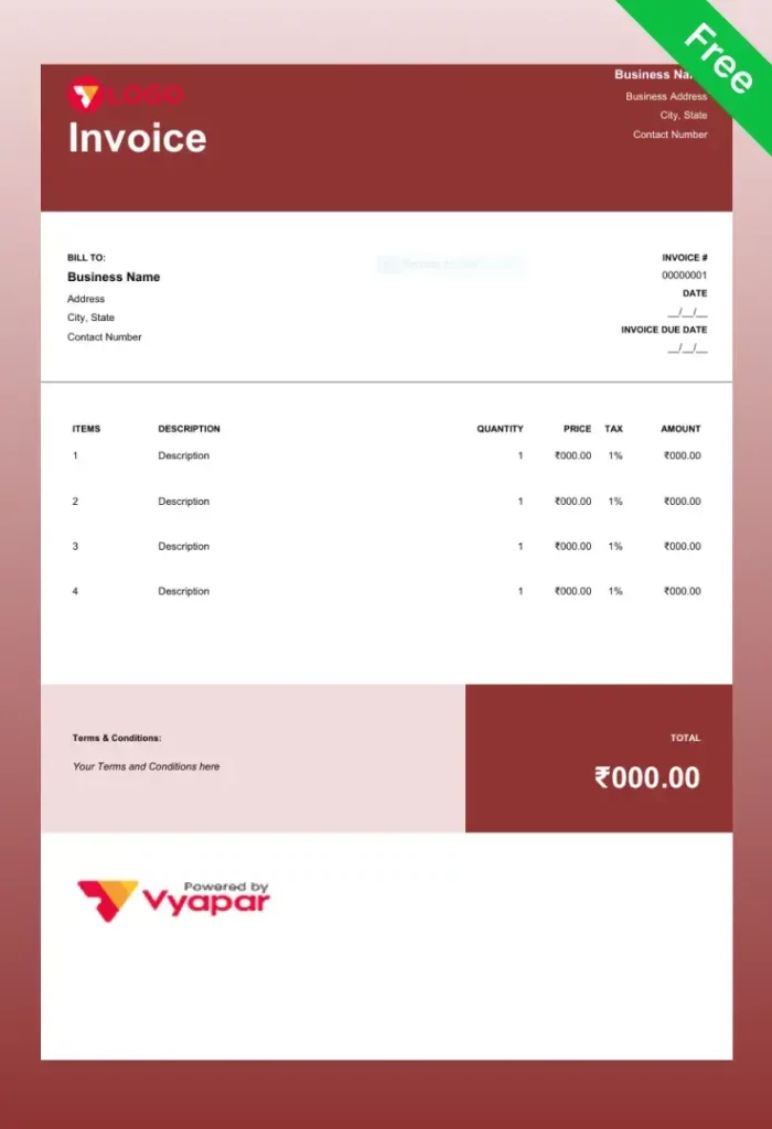 Item-Wise Tax on Invoice in Word