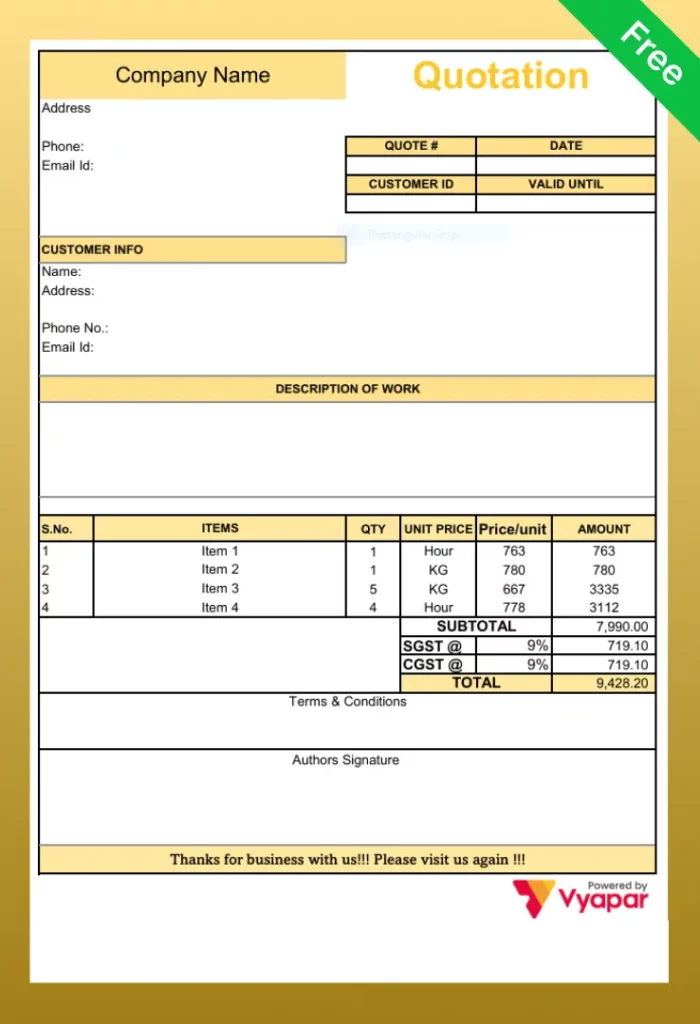Quotation format in Excel -01