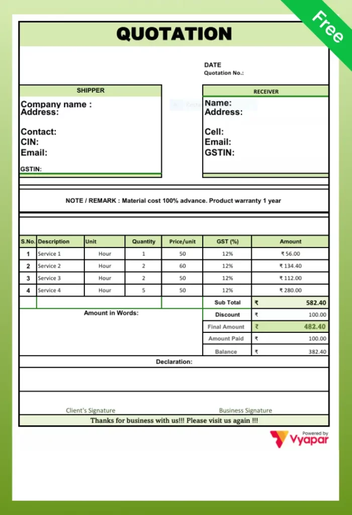 Quotation Format in Excel
