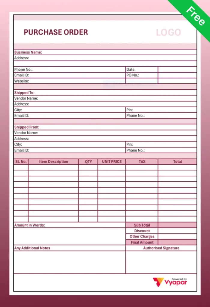 PO Format In Excel -02