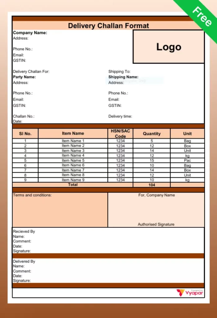 Delivery Challan Format In PDF -02