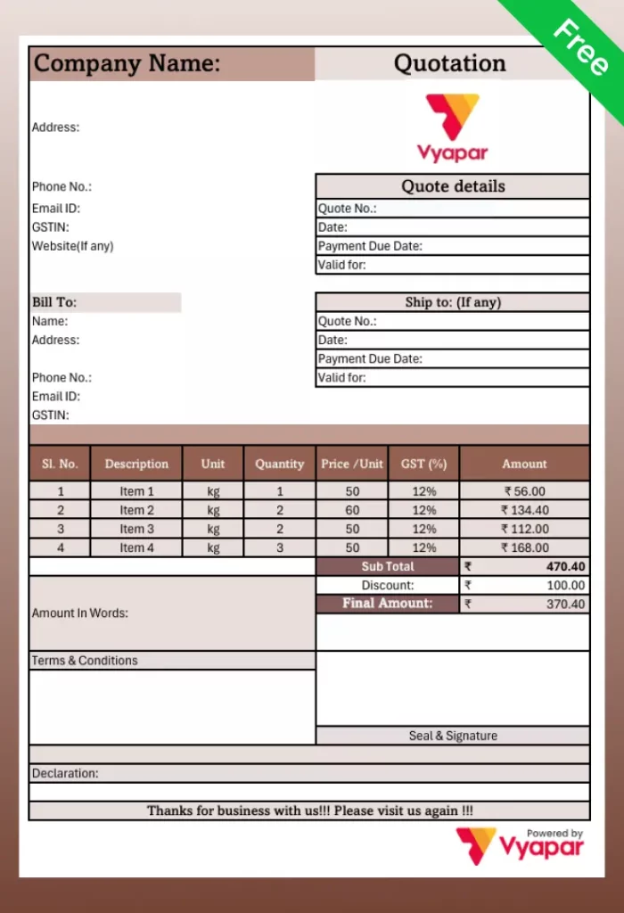 Quotation format in Excel -07