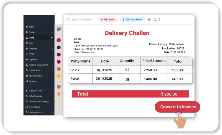 Convert Challans to Invoices in 1-Click