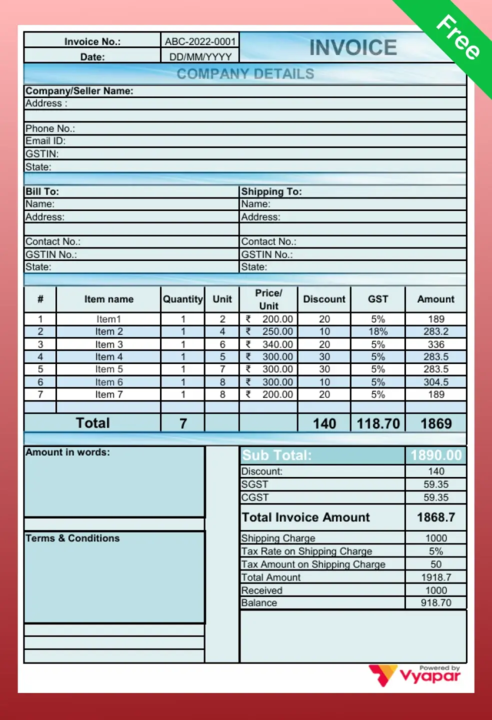 GST Invoice Formats In PDF -03