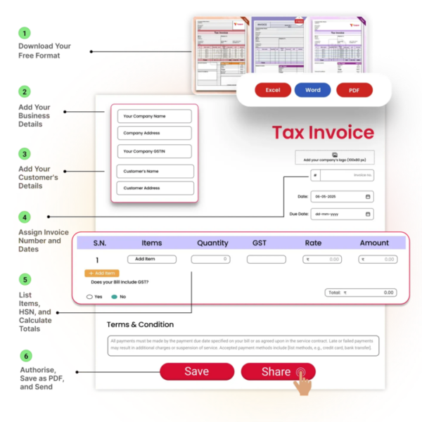 GST Invoice Format in Excel, Word & PDF | Download Tax Bill