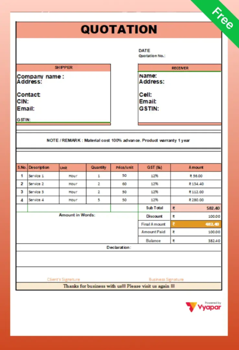 Interior Quotation Format