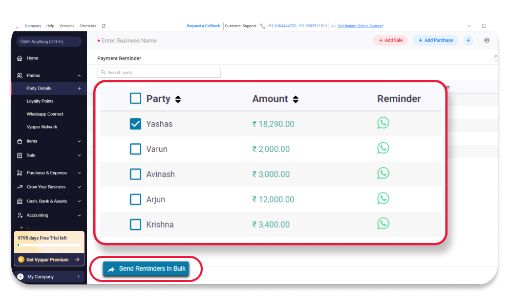 Send Bulk Payment Reminders
