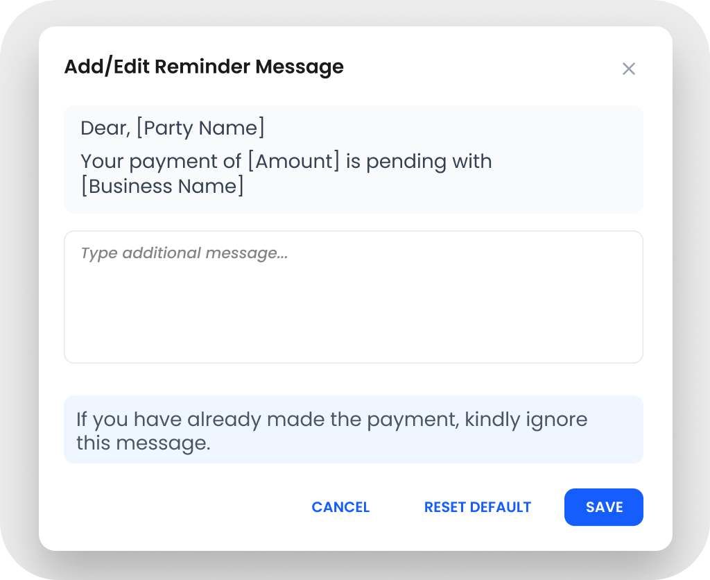 Custom Invoice Reminder Message