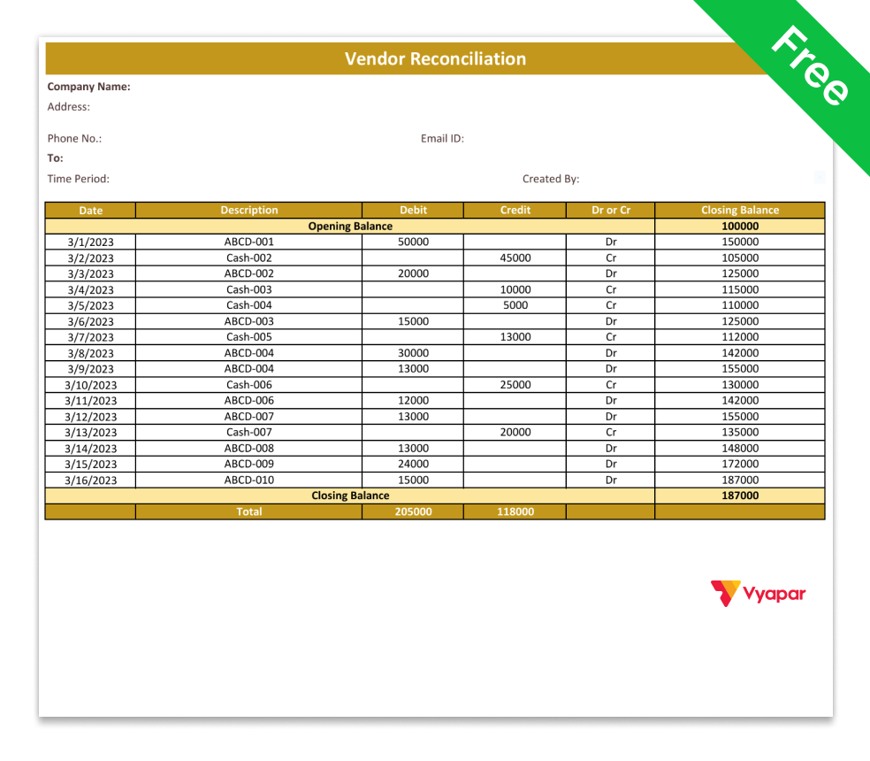 Vendor Reconciliation Format in Word-1