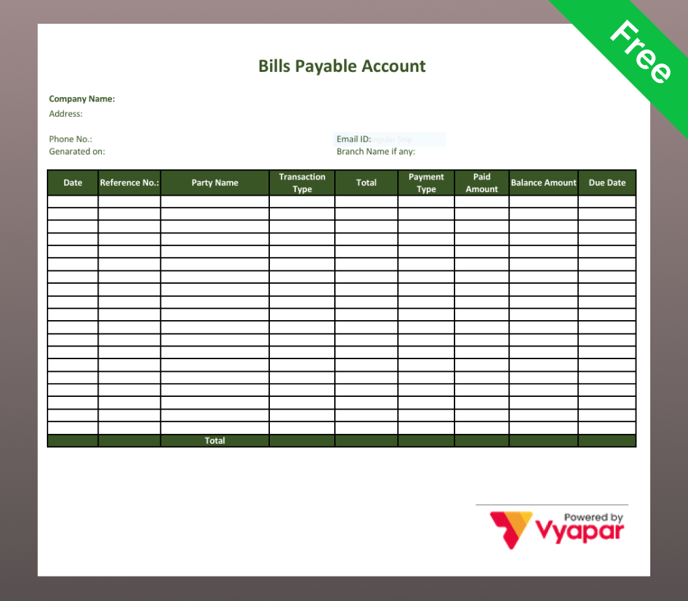 Bills Payable Account Formats in word-1