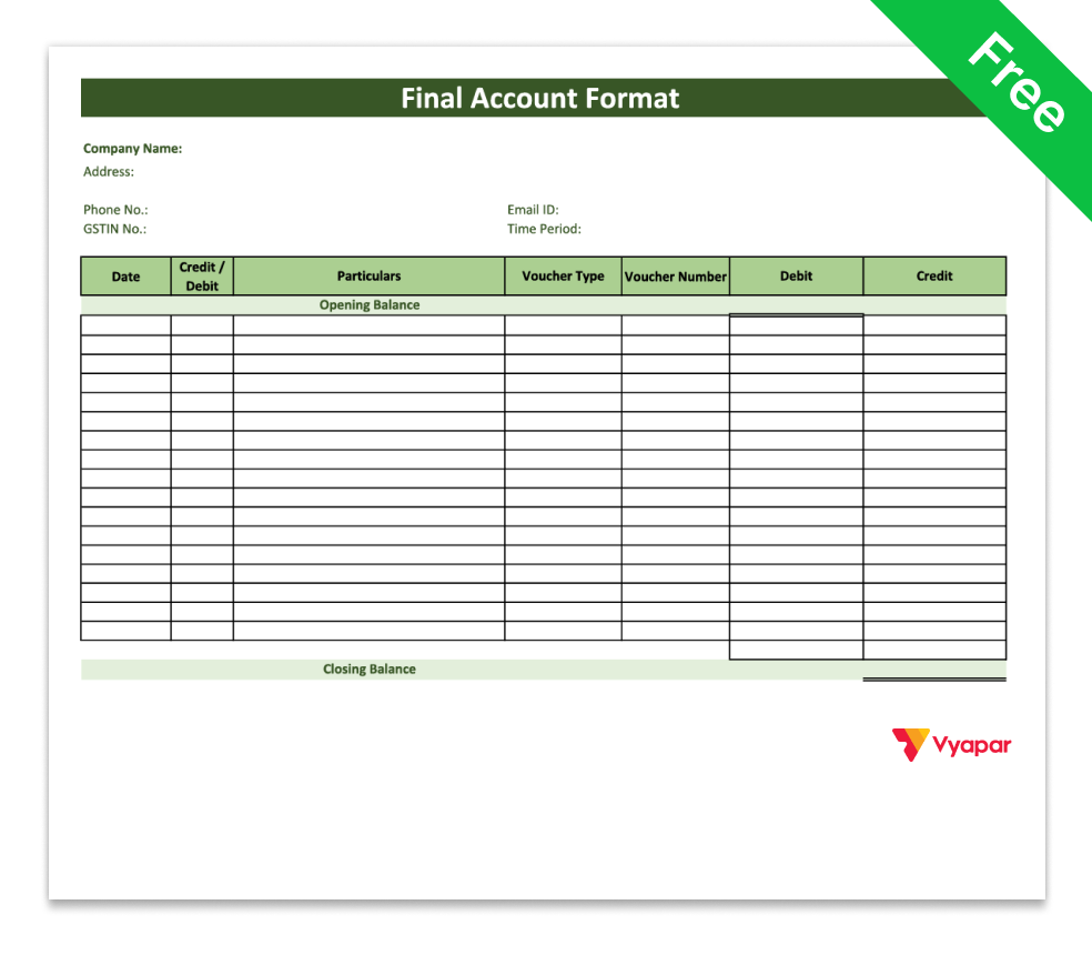 Final Accounts Format in PDF