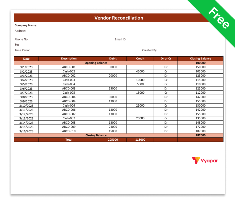 Vendor Reconciliation Format in Word-2