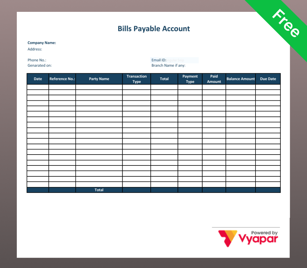 Bills Payable Account Formats in Word-3