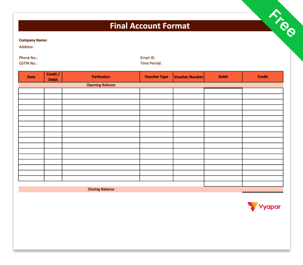 Final Accounts Format in PDF