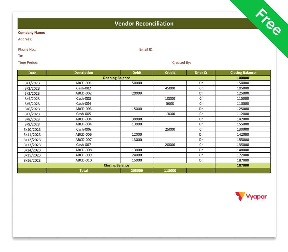 Vendor Reconciliation Format in Excel-2