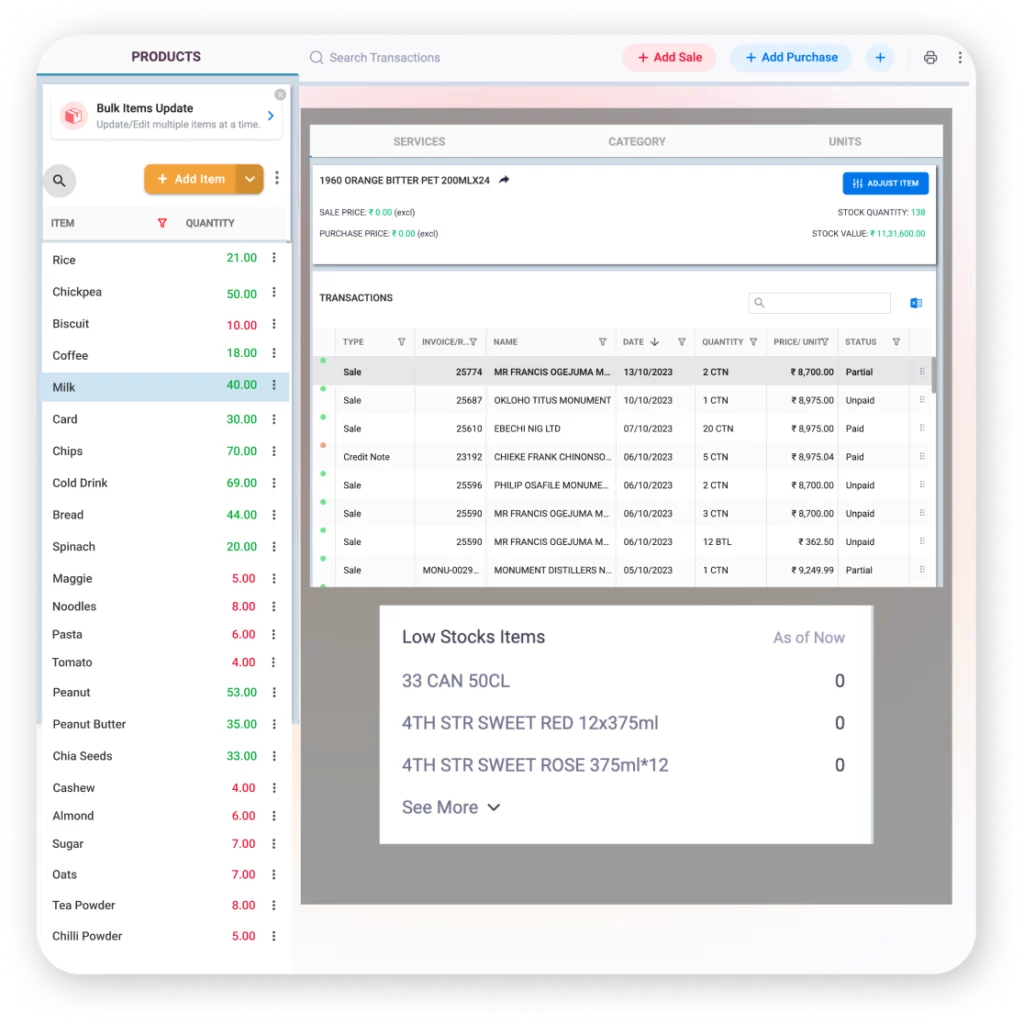 Automatic Stock Update in Vyapar inventory management software