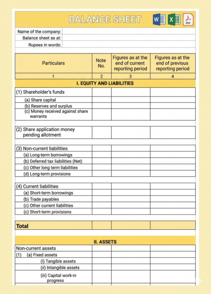 Balance Sheet Format in Excel, Word & PDF | Free Download