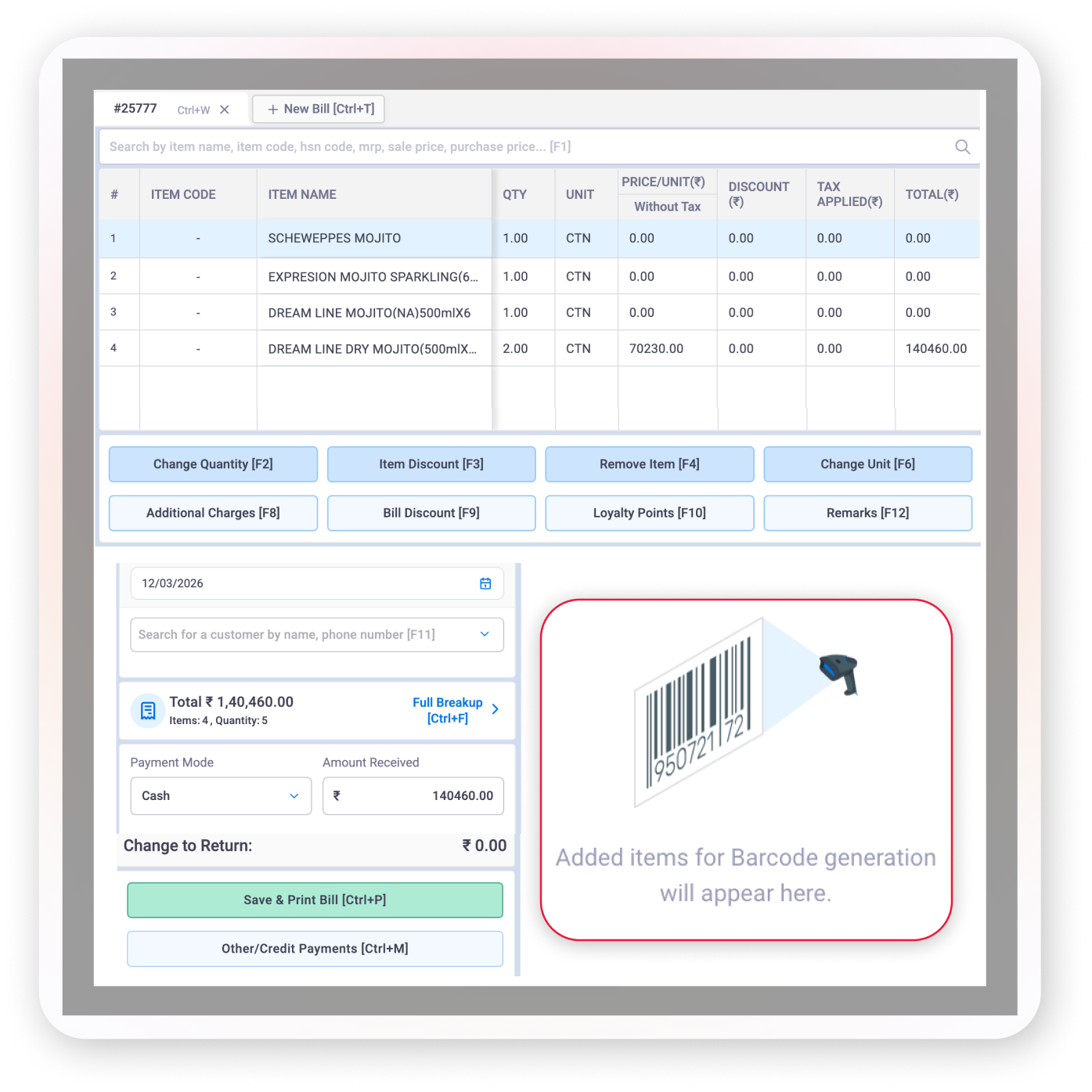 fast Barcode based Billing