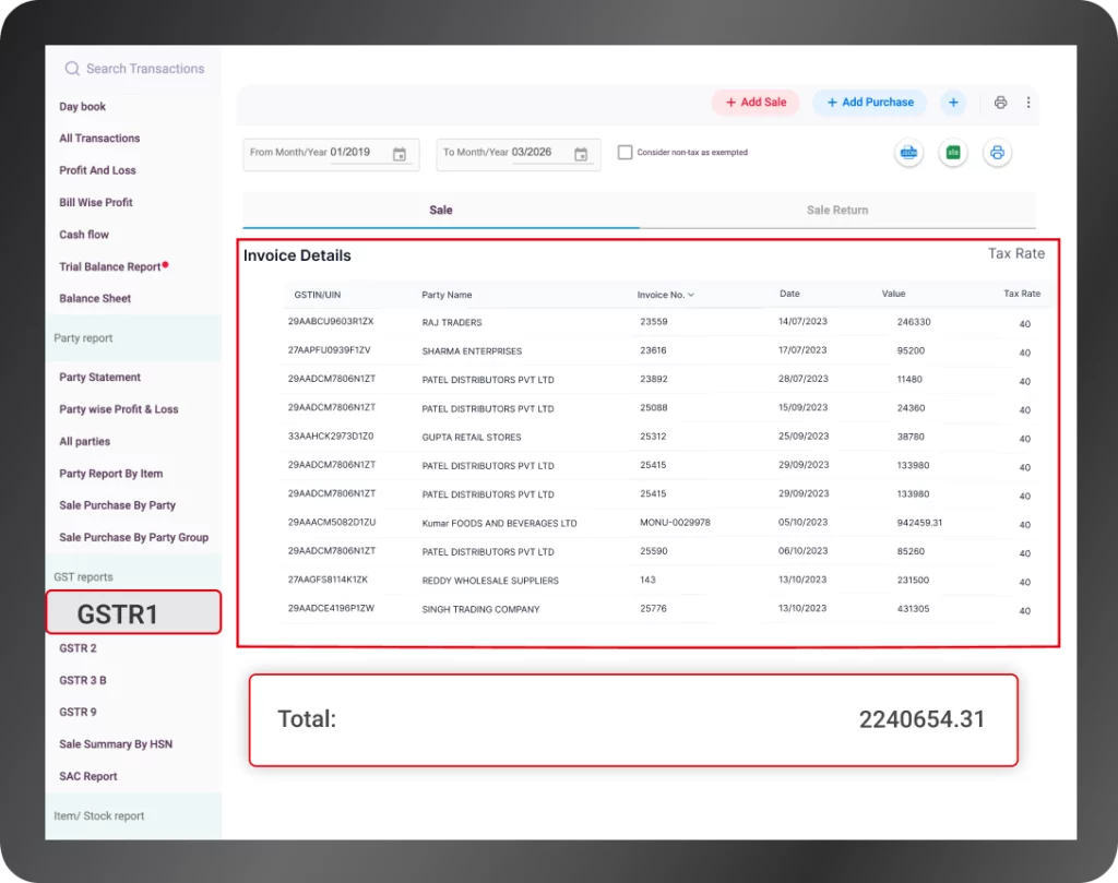 GST Compliant Reports in Inventory Management Software