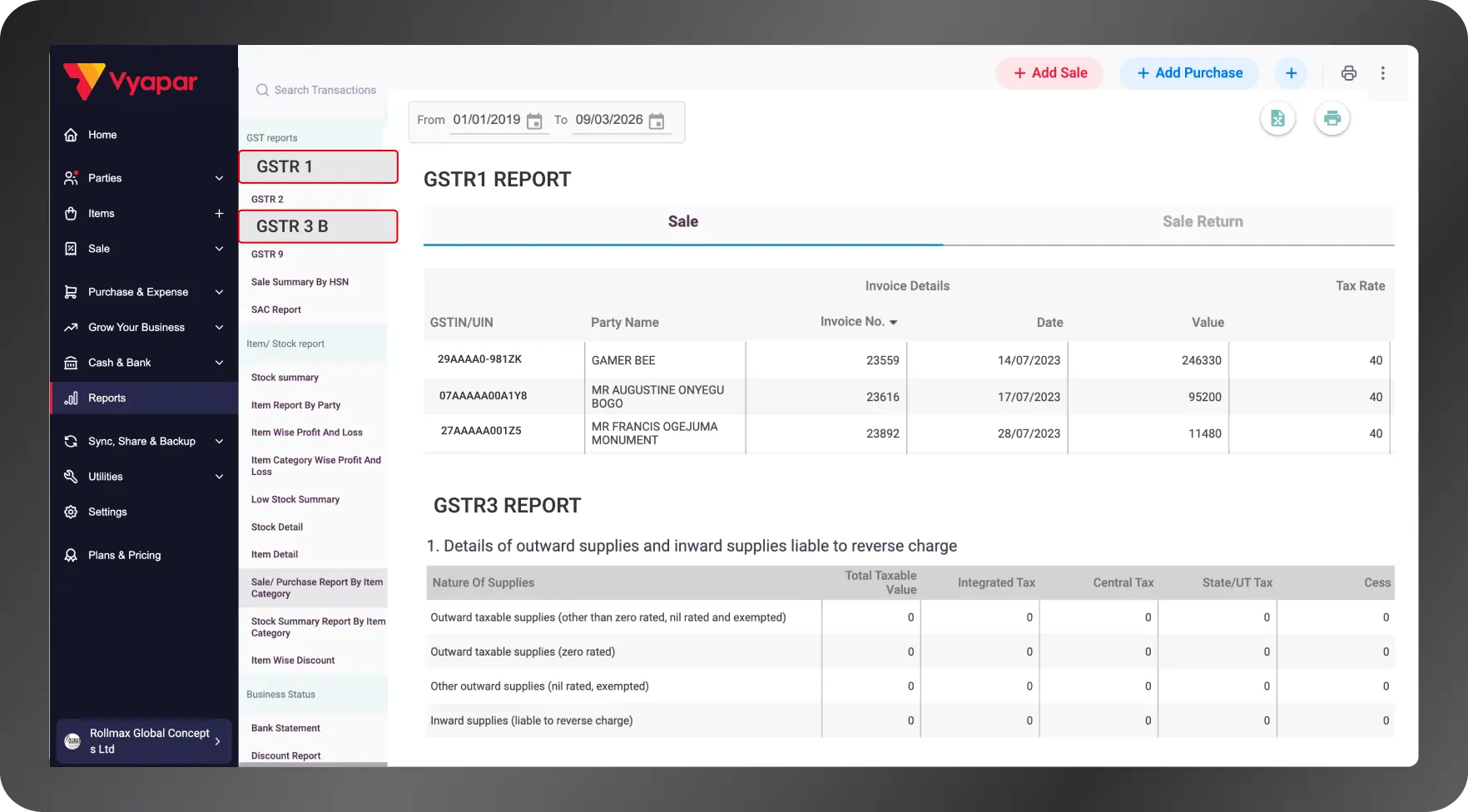 automated gstr reports in accounting software