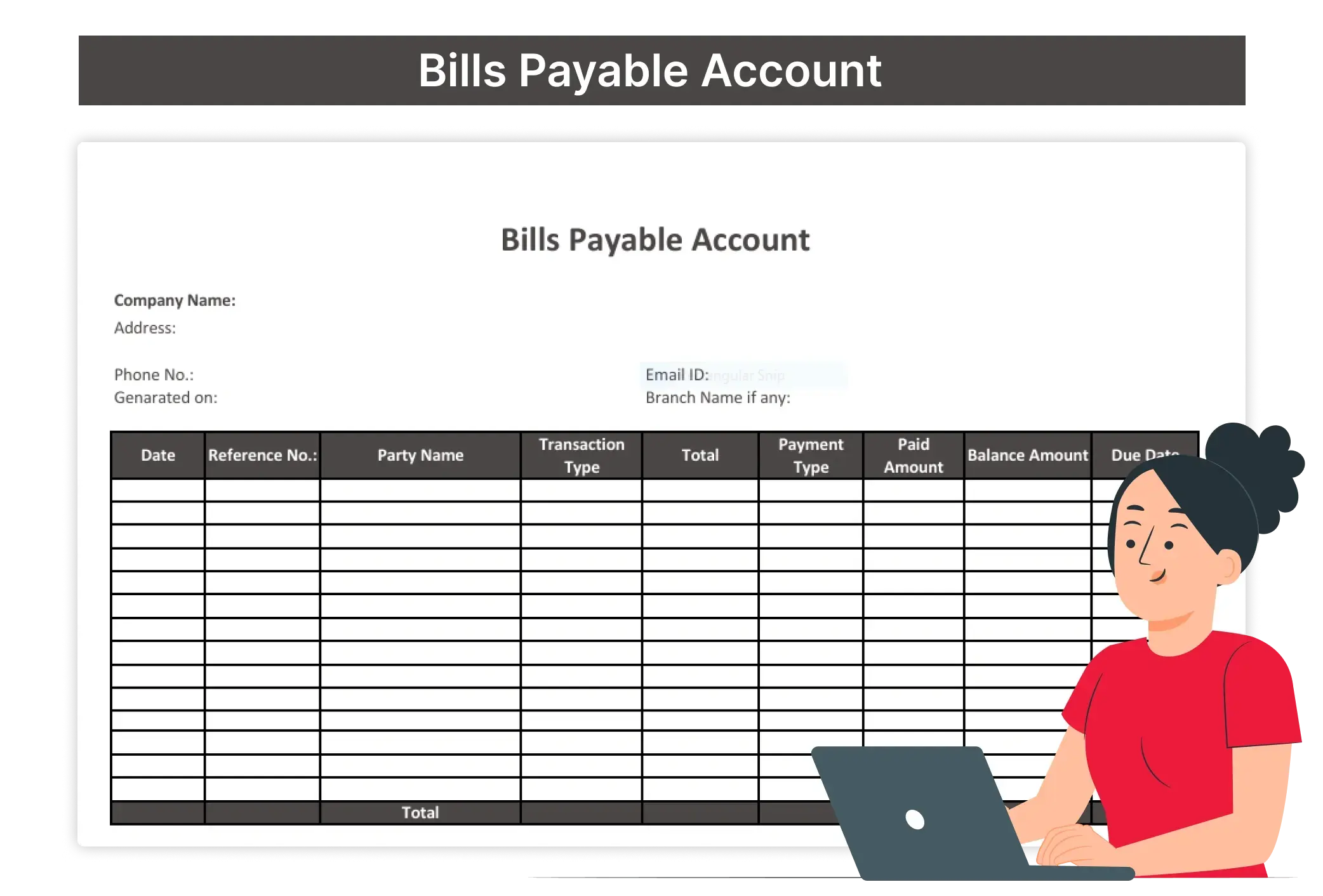 Bills Payable Account Format