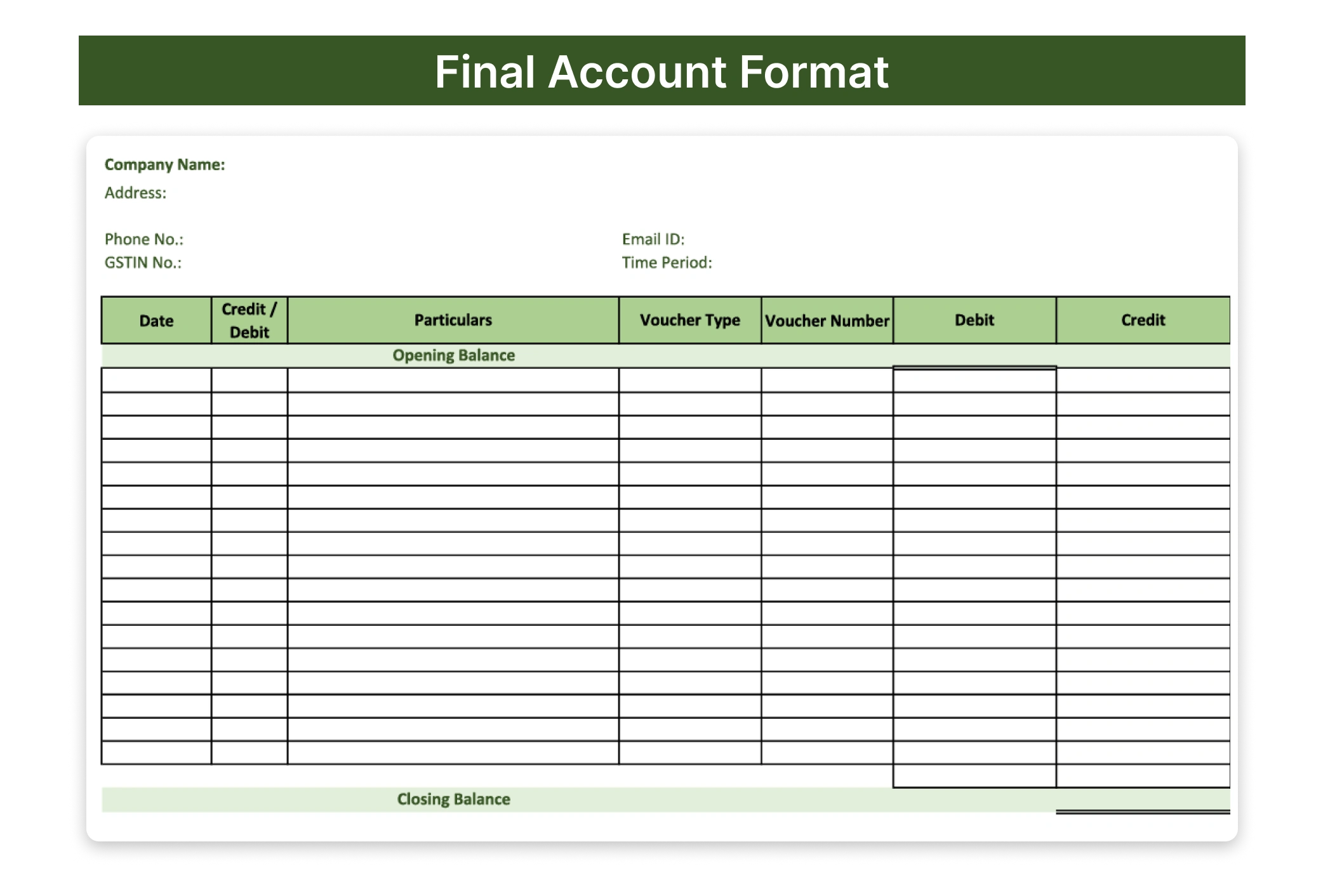 Final Accounts Format
