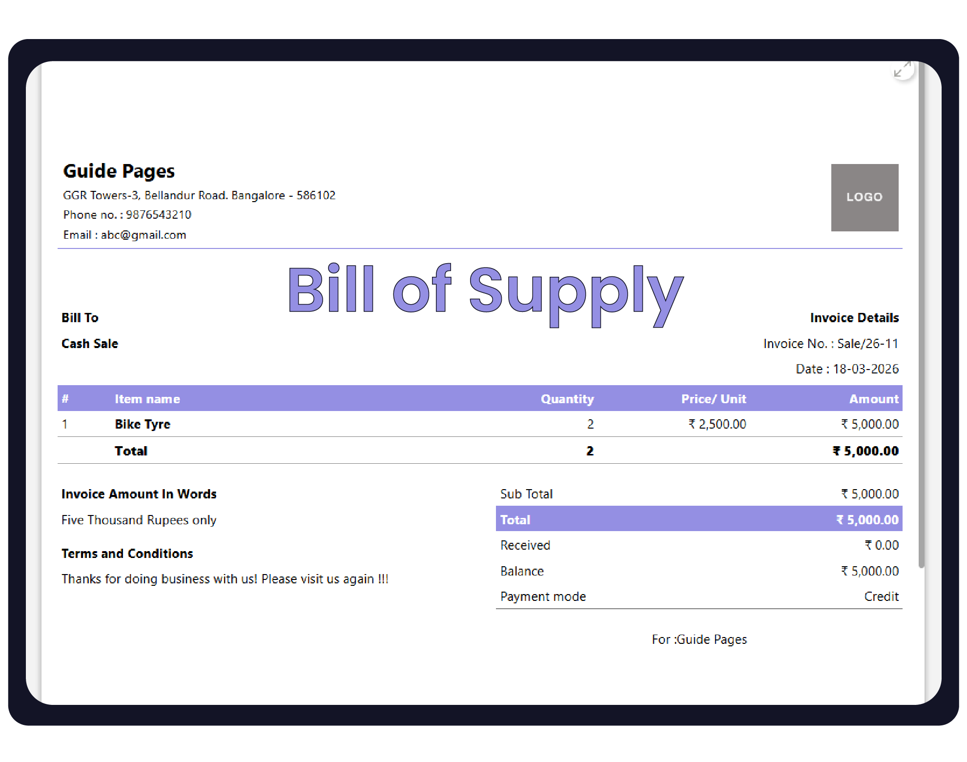 Create a Non-GST Invoice in Vyapar App Guide Hero Image