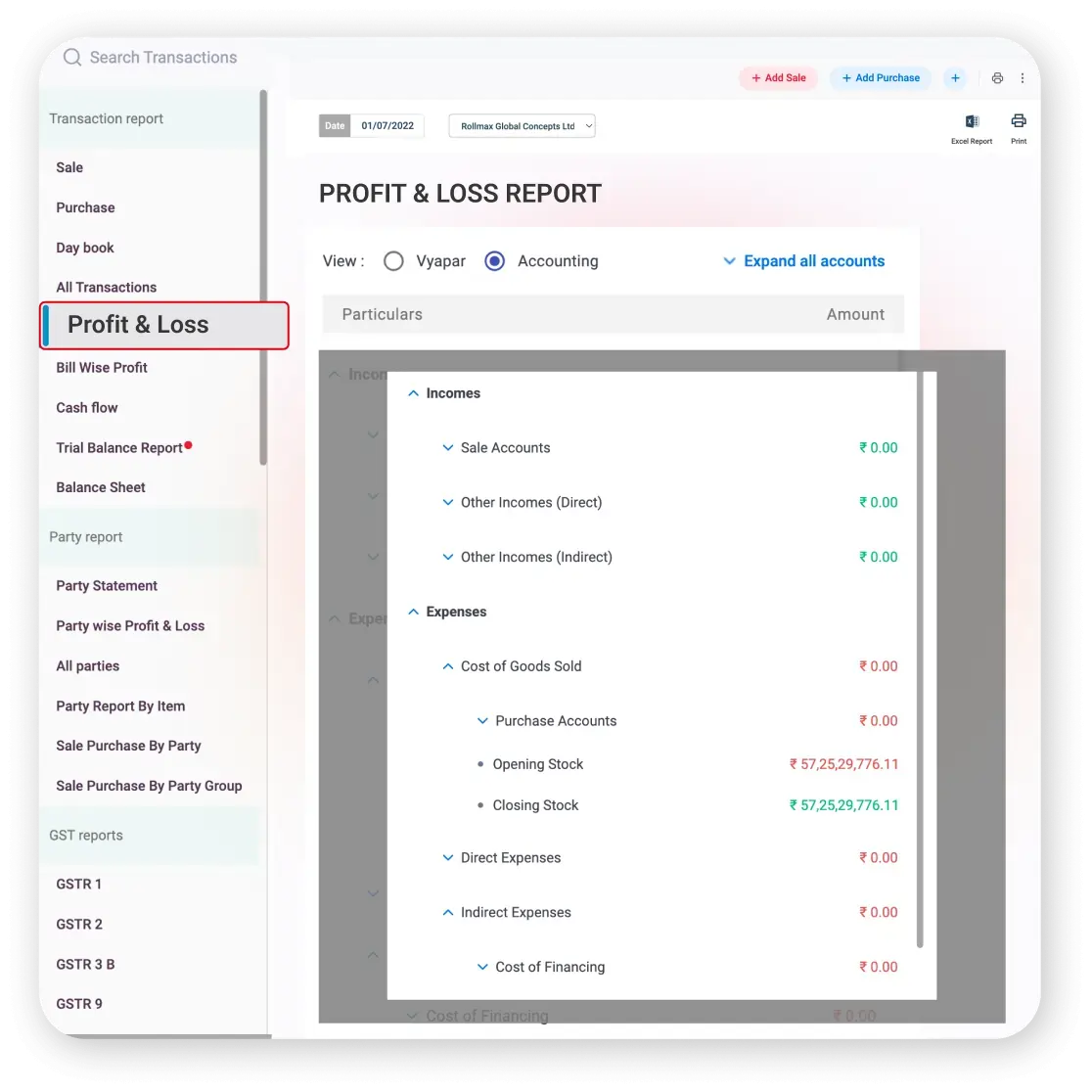 automated profit & loss reports in accounting software