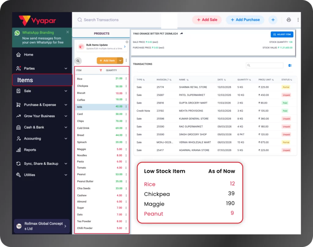 Real Time Tracking with Vyapar Inventory Management Software