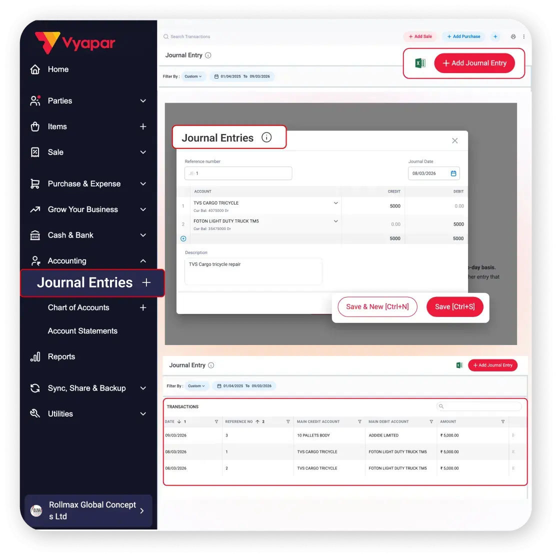 record journal entries in accounting software