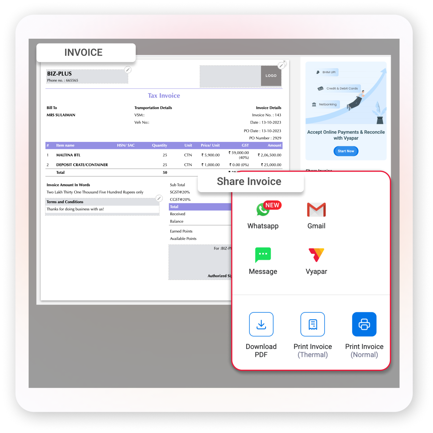 Share Invoice Instantly