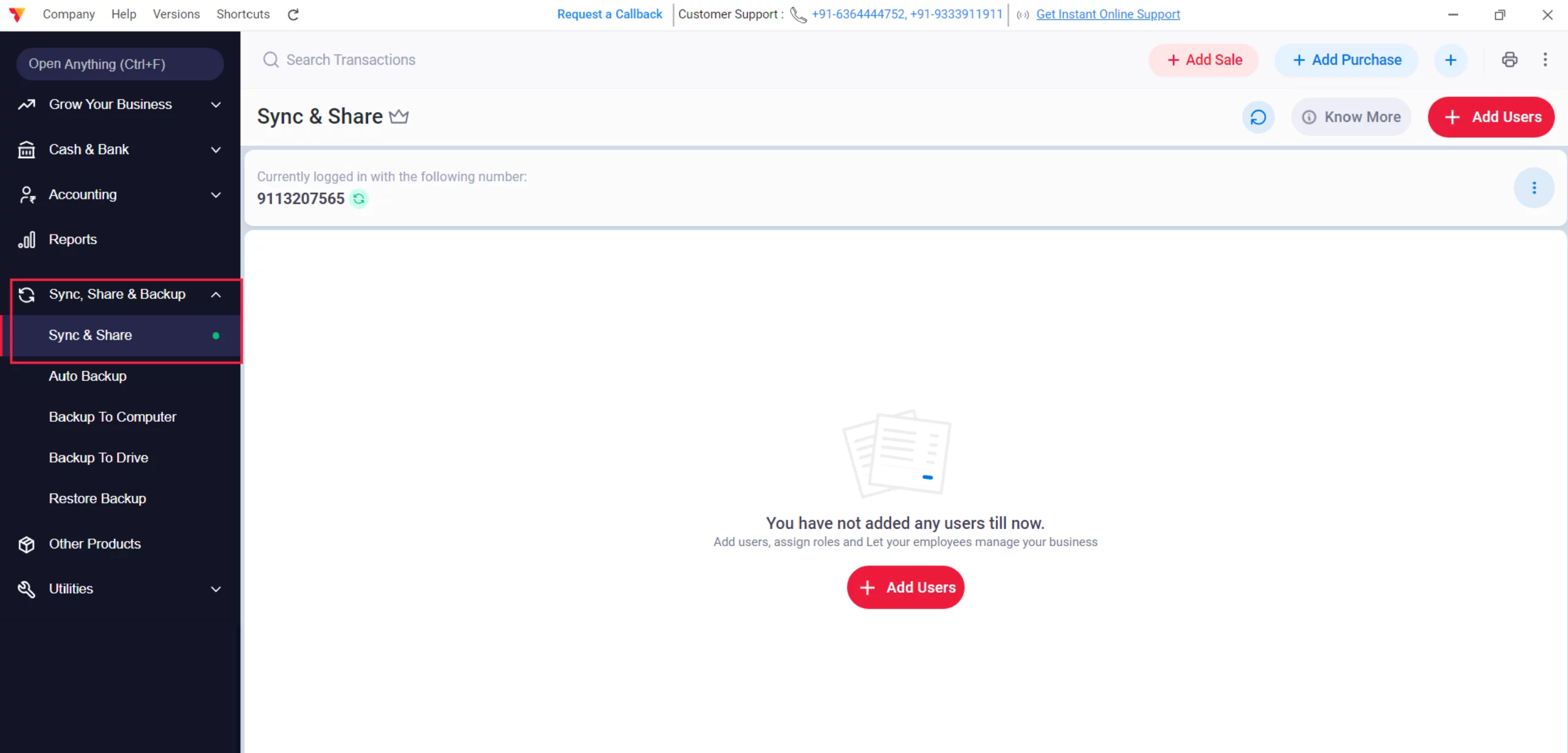 Navigate to Sync & Share