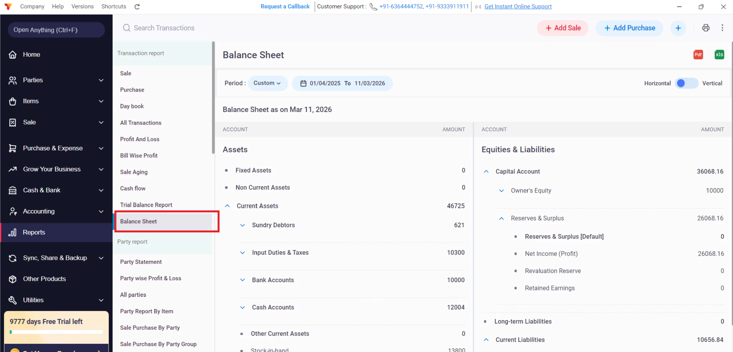 Select Balance Sheet 