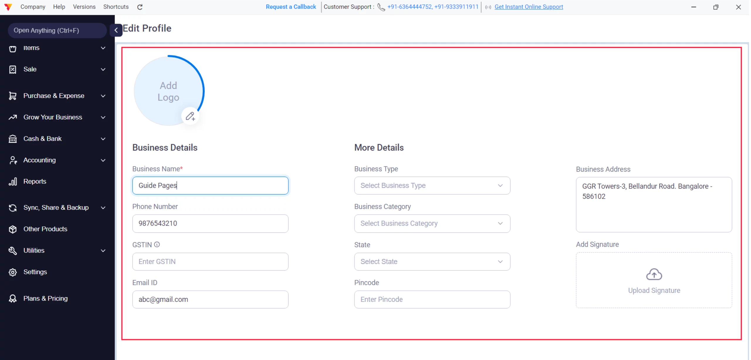 Record Your Business Profile