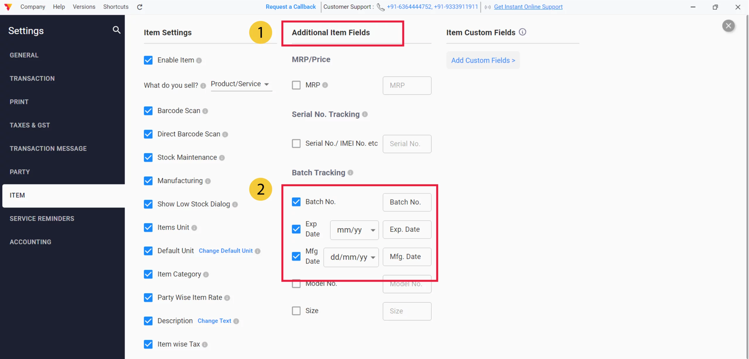 Activate Expiry Date Fields