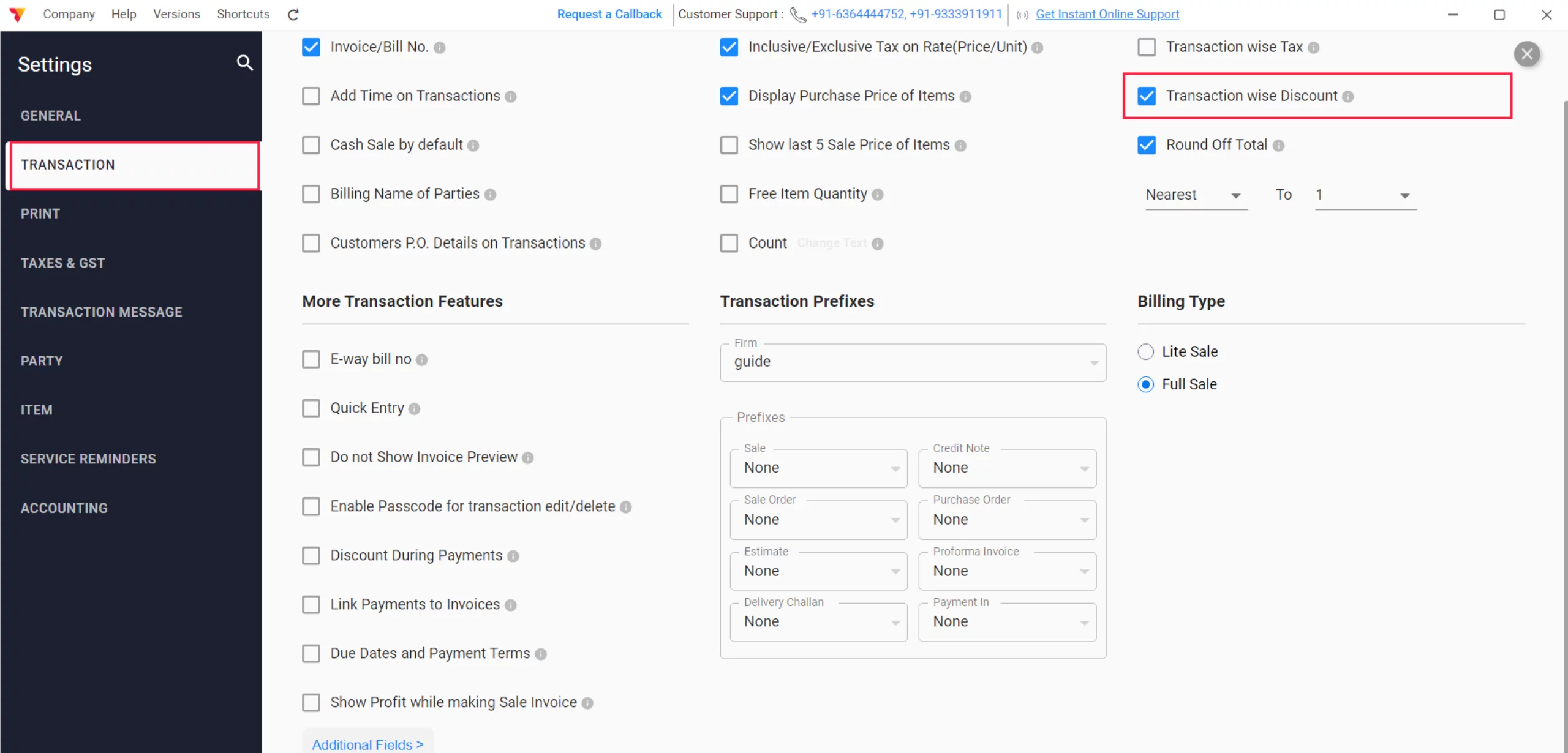 Enable Transaction Discount
